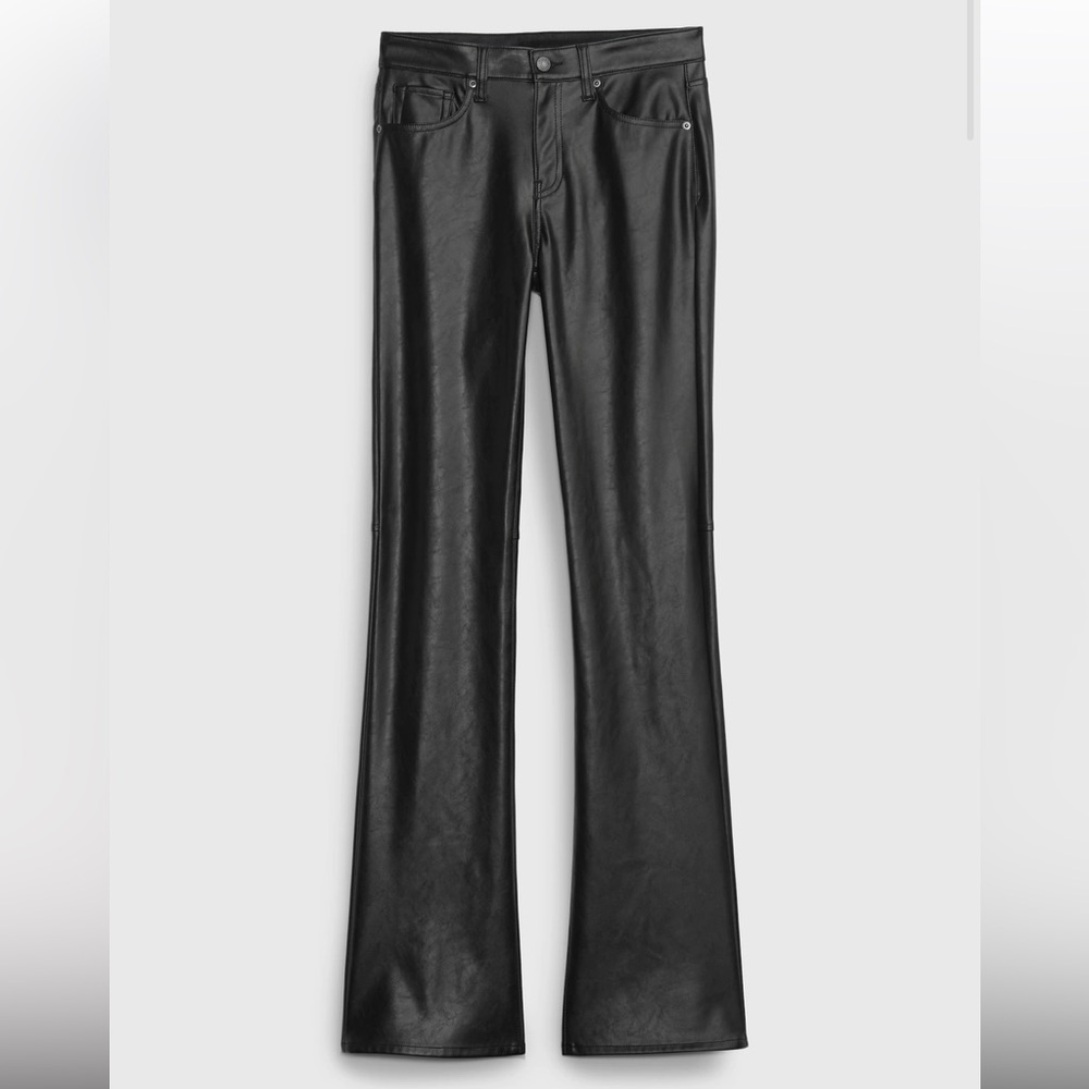 💕 NWT Gap Barely Boot Pants Mid Rise Faux-Leather Black 12s 14s